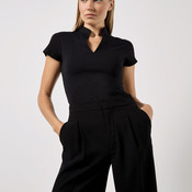 Regular Fit Short Sleeve Mandarin Colar Top